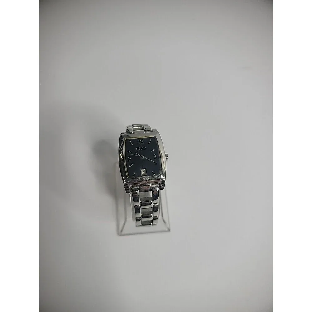 Vintage Relic Womens Wristwatch Watch Black Silver Tone‎ Date Analog